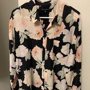 100% Silk Broadway & Broome Floral Blouse